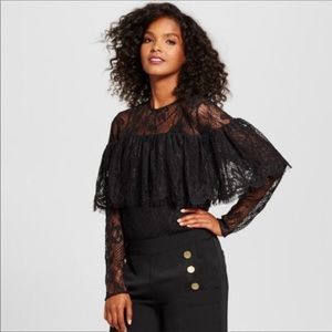 NWT Who What Wear Layered Lace Peasant Blouse Top
